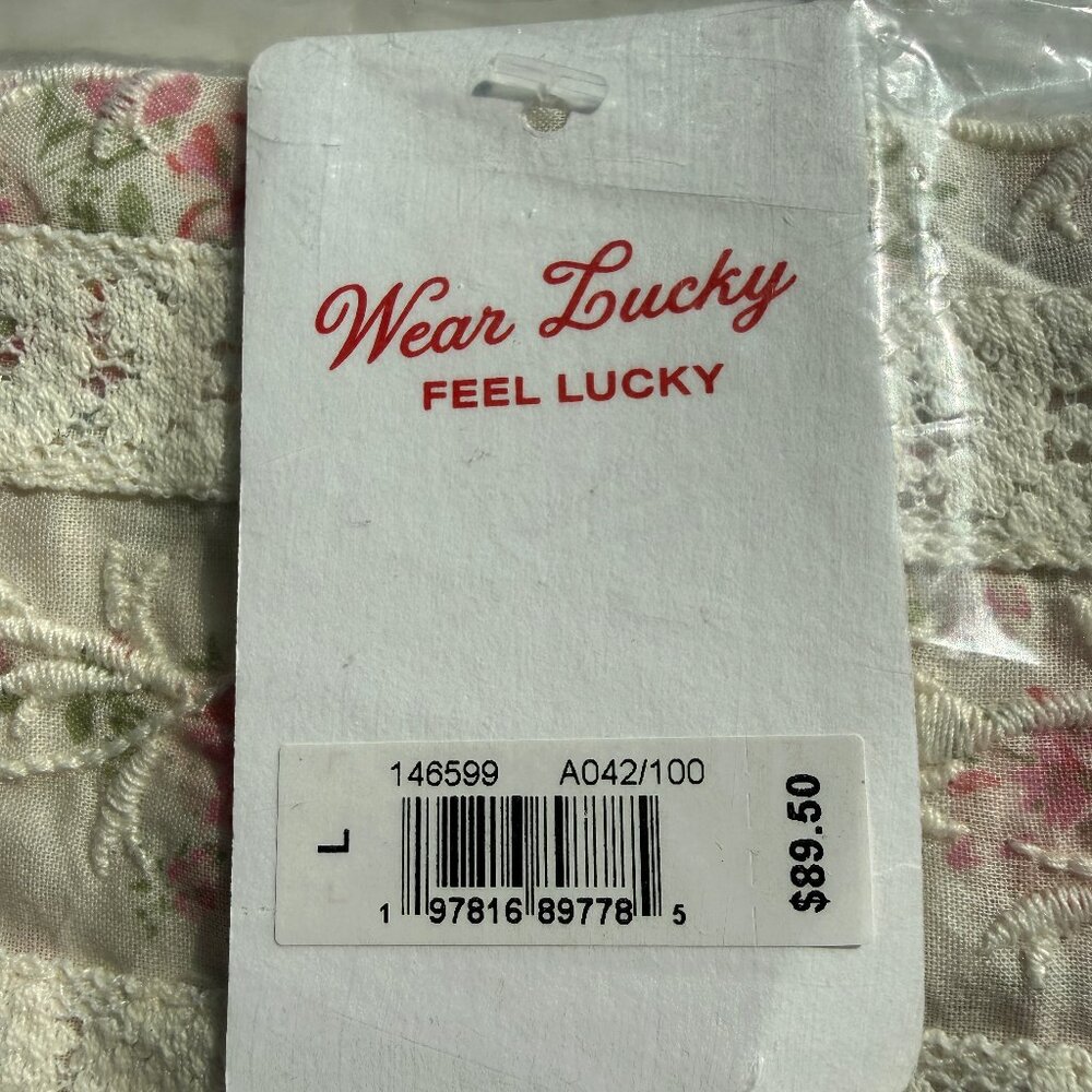 Lucky‎ Brand Cream Floral Lace Inset Blouse Sz L - Picture 2 of 5